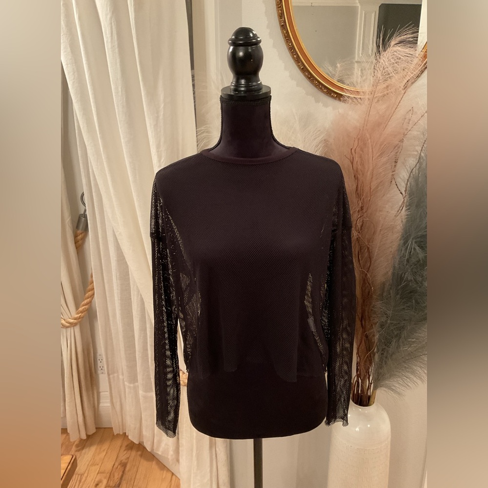 Gilded Intent Black Mesh Women's Blouse from Buckle